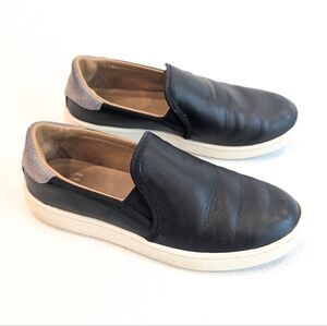 UGG Women's Black Leather Slip-On Sneakers Loafers Size 6